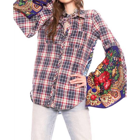 ARATTA Tops - NEW ARATTA statement top in navy plaid